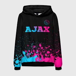 Толстовка-худи мужская Ajax - neon gradient посередине, цвет: 3D-черный