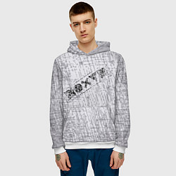 Толстовка-худи мужская Равнодушие на сером фоне, цвет: 3D-белый — фото 2