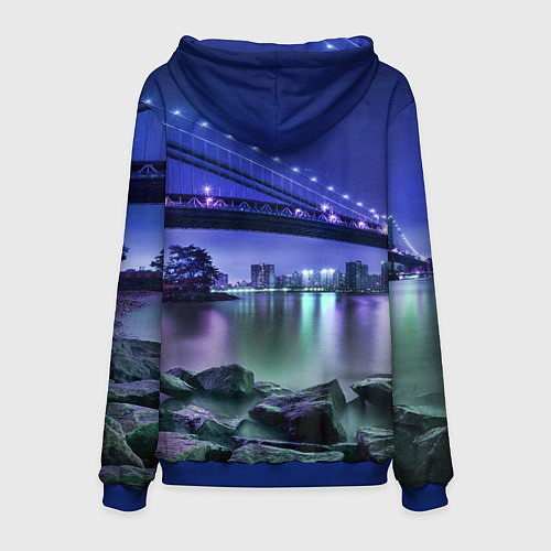 Мужская толстовка Вечерняя Америка - мост / 3D-Синий – фото 2