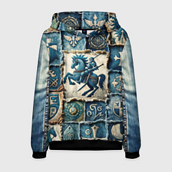 Мужская толстовка Рыцарь на пэчворк дениме