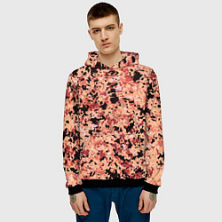 Толстовка-худи мужская Абстракция персиковый пятнистый, цвет: 3D-черный — фото 2