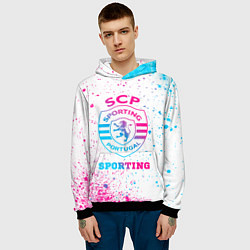 Толстовка-худи мужская Sporting neon gradient style, цвет: 3D-черный — фото 2