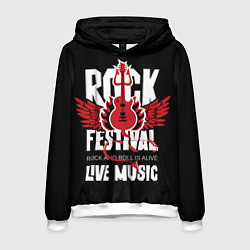 Толстовка-худи мужская Rock festival - live music, цвет: 3D-белый