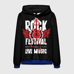 Толстовка-худи мужская Rock festival - live music, цвет: 3D-синий