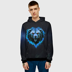 Толстовка-худи мужская Пылающая эмблема медведя, цвет: 3D-черный — фото 2