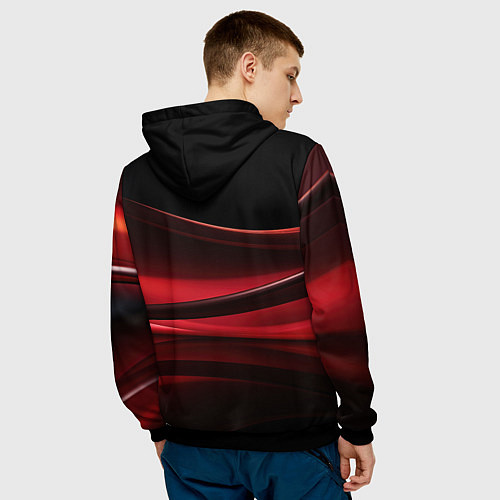 Мужская толстовка Темная красная абстракция на черном фоне / 3D-Черный – фото 4