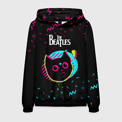 Толстовка-худи мужская The Beatles - rock star cat, цвет: 3D-черный
