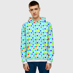 Толстовка-худи мужская Яркий паттерн в горошек, цвет: 3D-белый — фото 2