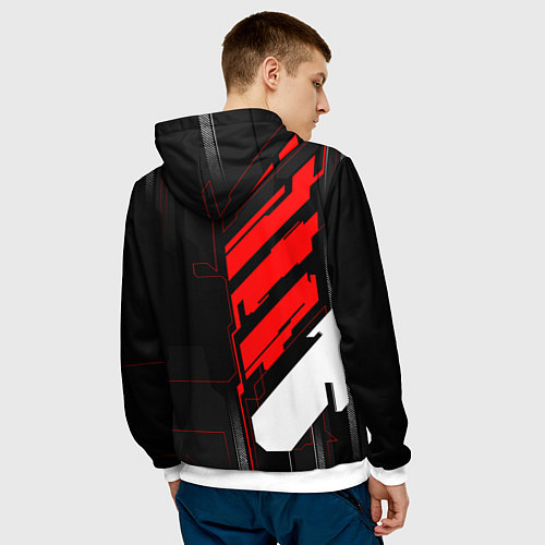 Мужская толстовка Nissan GTR - Cyber / 3D-Белый – фото 4