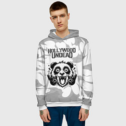 Толстовка-худи мужская Hollywood Undead рок панда на светлом фоне, цвет: 3D-белый — фото 2