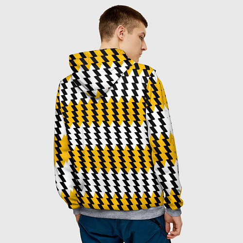 Мужская толстовка Вертикальные жёлто-белые полосы / 3D-Меланж – фото 4