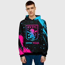 Толстовка-худи мужская Aston Villa - neon gradient, цвет: 3D-черный — фото 2