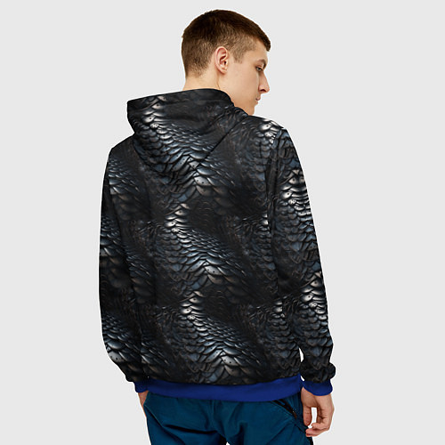 Мужская толстовка Блестящая металлическая броня / 3D-Синий – фото 4