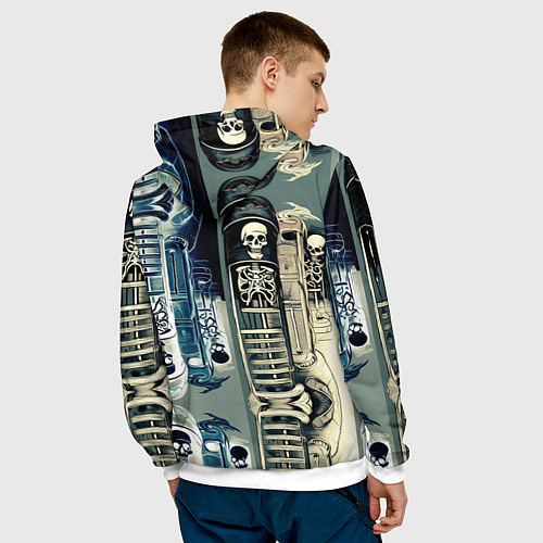 Мужская толстовка Психоделика с черепами / 3D-Белый – фото 4