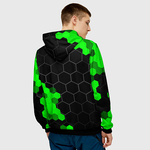 Мужская толстовка BYD green sport hexagon / 3D-Черный – фото 4