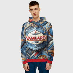 Толстовка-худи мужская Vanguard denim patchwork - ai art, цвет: 3D-красный — фото 2