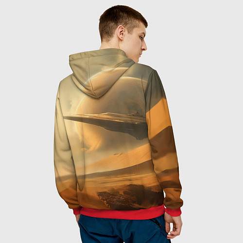 Мужская толстовка Пустыня и космический корабль - Дюна / 3D-Красный – фото 4