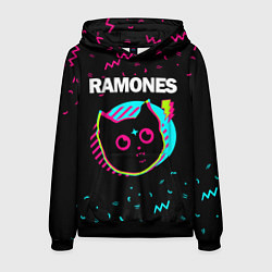 Толстовка-худи мужская Ramones - rock star cat, цвет: 3D-черный