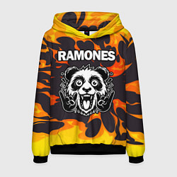 Мужская толстовка Ramones рок панда и огонь