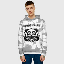 Толстовка-худи мужская Breaking Benjamin рок панда на светлом фоне, цвет: 3D-белый — фото 2