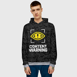 Толстовка-худи мужская Content Warning граффити, цвет: 3D-меланж — фото 2