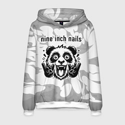 Мужская толстовка Nine Inch Nails рок панда на светлом фоне