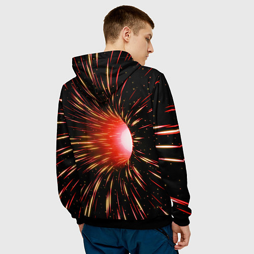 Мужская толстовка Червоточина - огненные лучи / 3D-Черный – фото 4