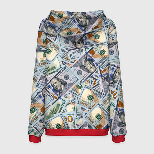 Мужская толстовка Банкноты сто долларов / 3D-Красный – фото 2