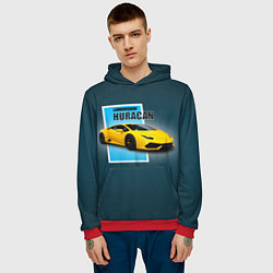 Толстовка-худи мужская Спортивная итальянская машина Lamborghini Huracan, цвет: 3D-красный — фото 2