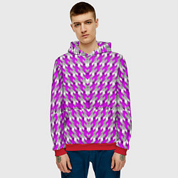 Толстовка-худи мужская Розово-белый паттерн, цвет: 3D-красный — фото 2