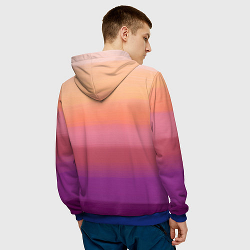 Мужская толстовка Абстракция градиент на закате дня / 3D-Синий – фото 4