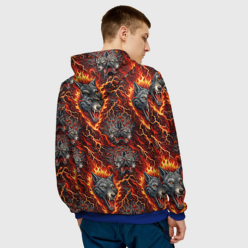 Мужская толстовка Волки эпичный паттерн / 3D-Синий – фото 4