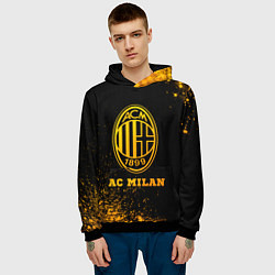 Толстовка-худи мужская AC Milan - gold gradient, цвет: 3D-черный — фото 2