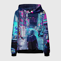 Мужская толстовка Дождливый неоновый вечер в Японии