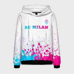 Толстовка-худи мужская AC Milan neon gradient style посередине, цвет: 3D-черный