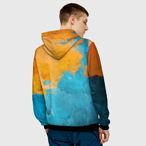 Мужская толстовка Красочный человечек веселым лицом / 3D-Черный – фото 4