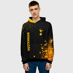 Толстовка-худи мужская Tottenham - gold gradient вертикально, цвет: 3D-черный — фото 2