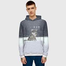 Толстовка-худи мужская Одинокий волк ауфф, цвет: 3D-белый — фото 2