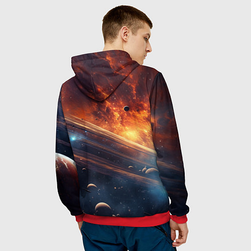 Мужская толстовка Млечный путь космос / 3D-Красный – фото 4