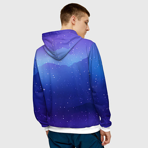 Мужская толстовка Синий космос и звезды / 3D-Белый – фото 4