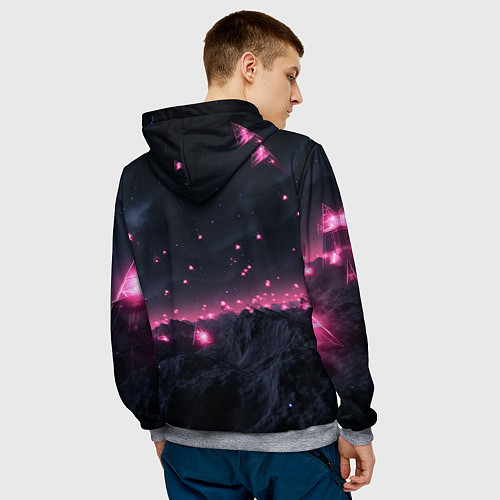 Мужская толстовка Яркие пирамидки в космосе / 3D-Меланж – фото 4