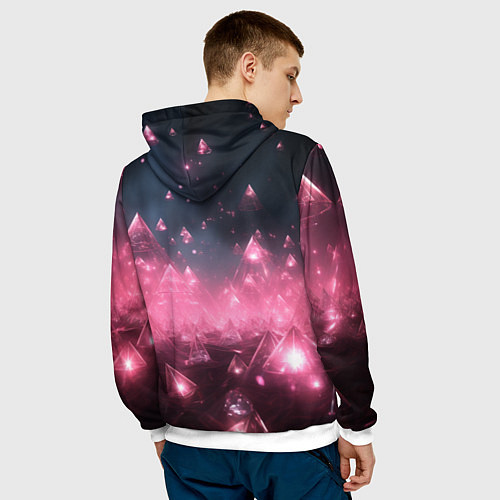 Мужская толстовка Розовый абстрактный космос / 3D-Белый – фото 4