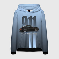 Толстовка-худи мужская Винтажный автомобиль Porsche, цвет: 3D-черный