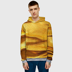 Толстовка-худи мужская Золотая поверхность с волнами и рябью, цвет: 3D-меланж — фото 2