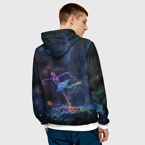 Мужская толстовка Световые точки в форме балерины / 3D-Белый – фото 4