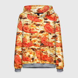 Толстовка-худи мужская Пицца с грибами и томатом - текстура, цвет: 3D-меланж