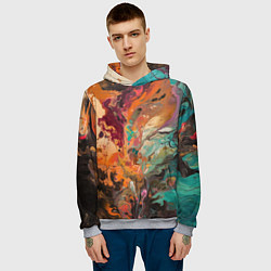 Толстовка-худи мужская Красочный хаос, цвет: 3D-меланж — фото 2