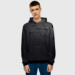 Толстовка-худи мужская Камуфляж черных плит, цвет: 3D-черный — фото 2