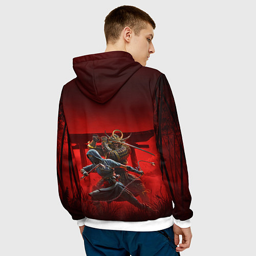 Мужская толстовка Персонажи Assassins creed shadows / 3D-Белый – фото 4