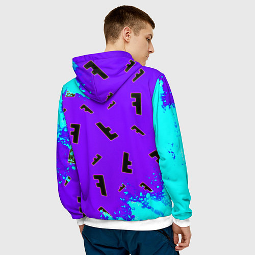 Мужская толстовка Fortnite neon steel colors epic / 3D-Белый – фото 4